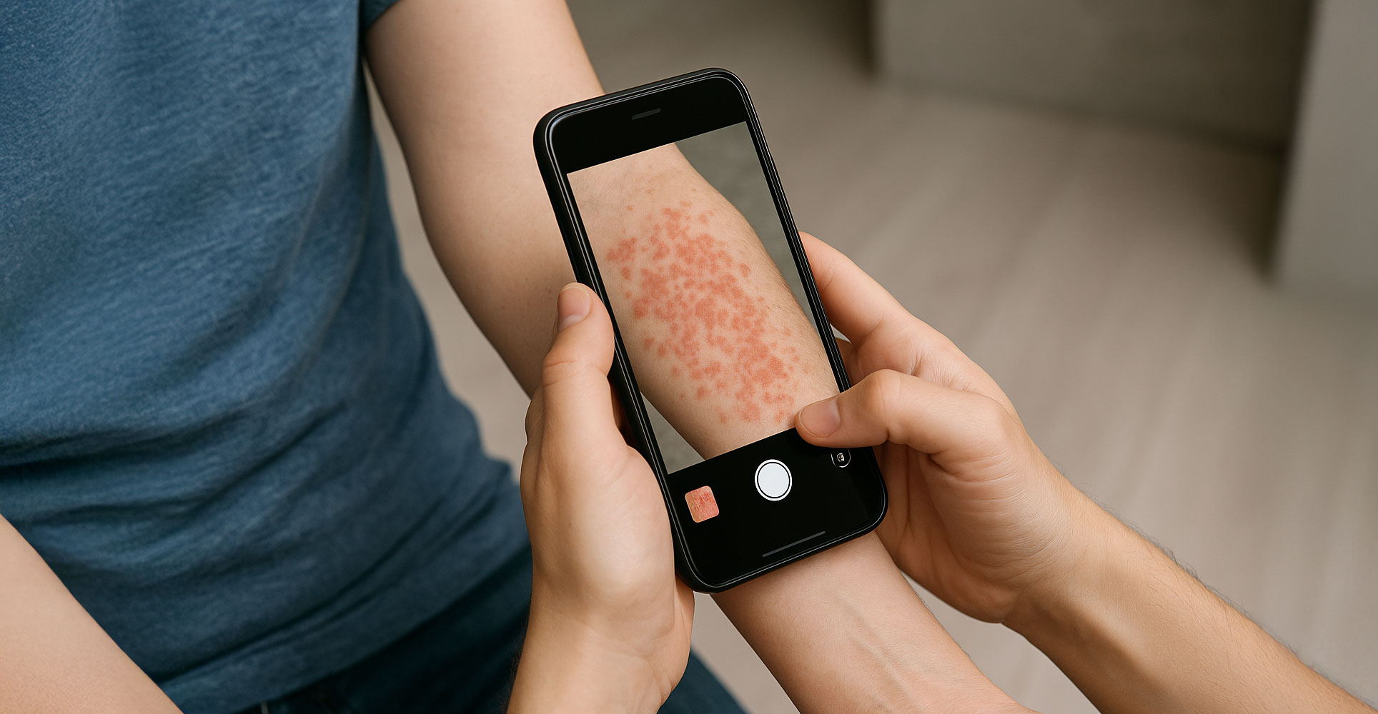 KI-Bild, Patient macht Foto per Smartphone